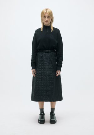 QUILTED VOLUME SKIRT - Saia evasé - black