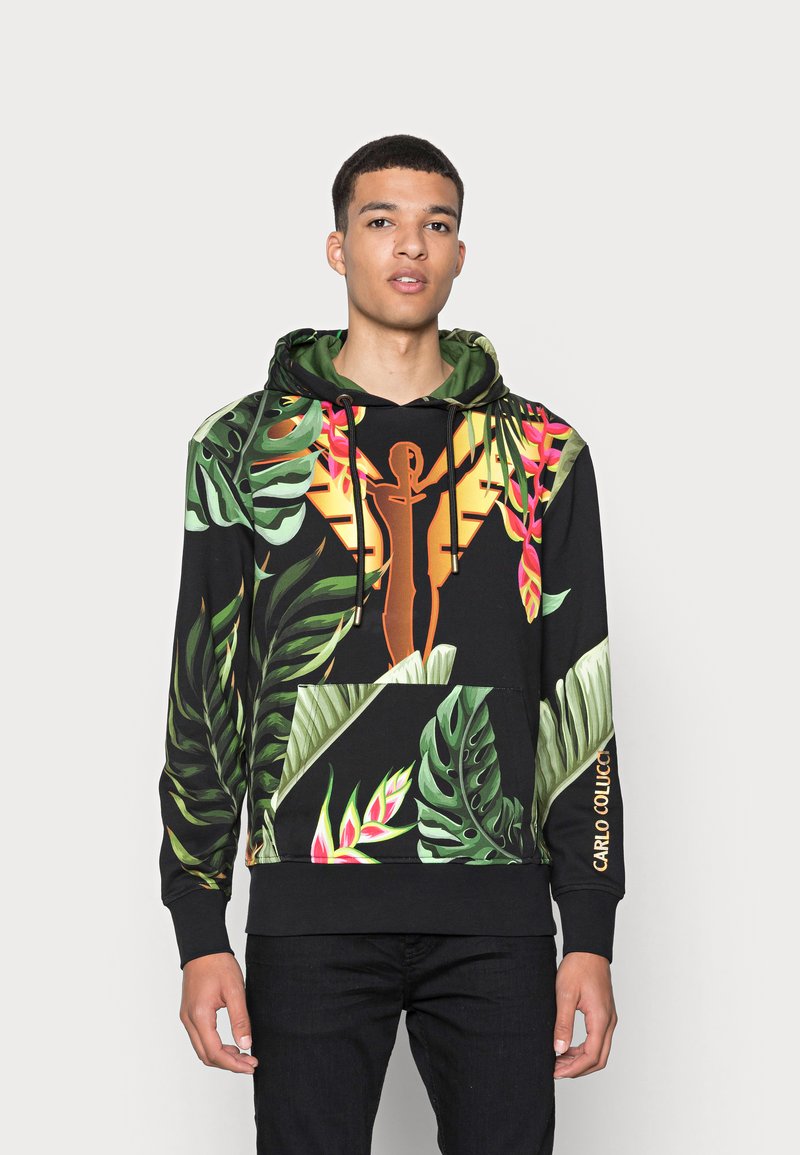 Carlo Colucci HOODIE - Camisola - black green