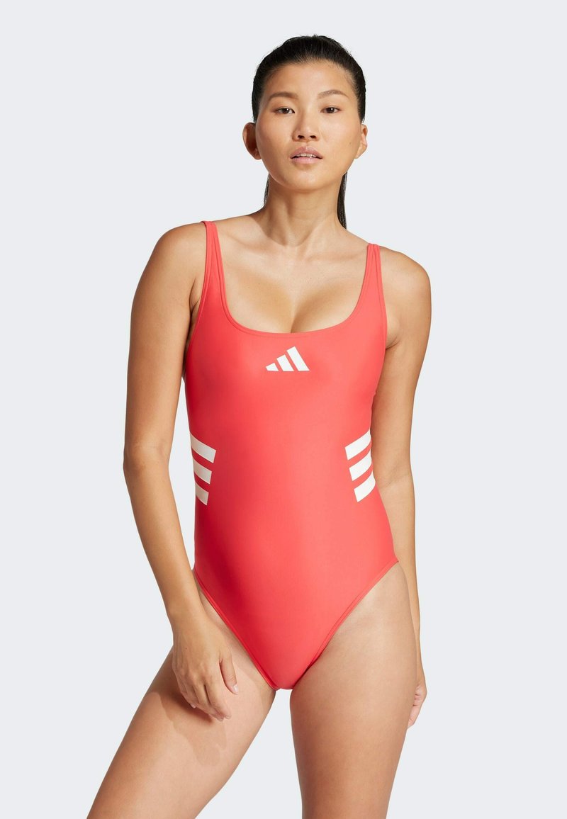 adidas Sportswear 3-STRIPES SWIMSUIT - Baddräkt - semi lucid red   pulse magenta