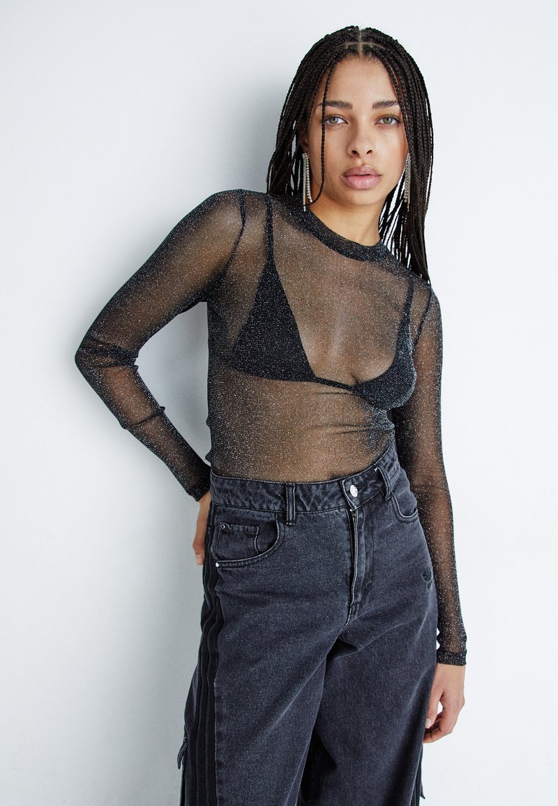 Noisy May NMSHIMMY - Langarmshirt - black/silver-coloured