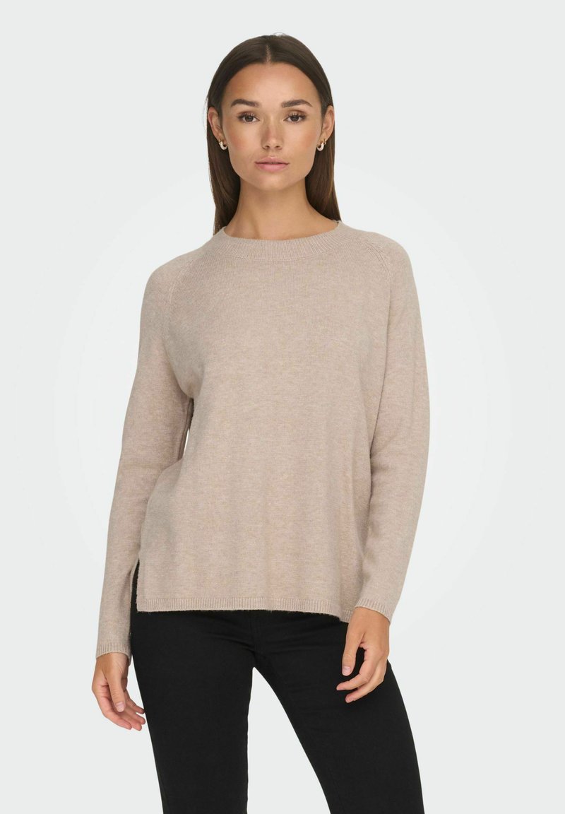 JDY MARCO LS O NECK SPLIT - Maglione - beige
