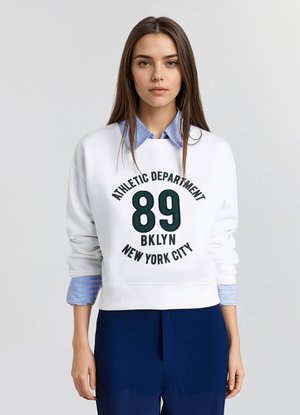 GIROCOLLO CON SCRITTA COLLEGE - Felpa - bianco lana