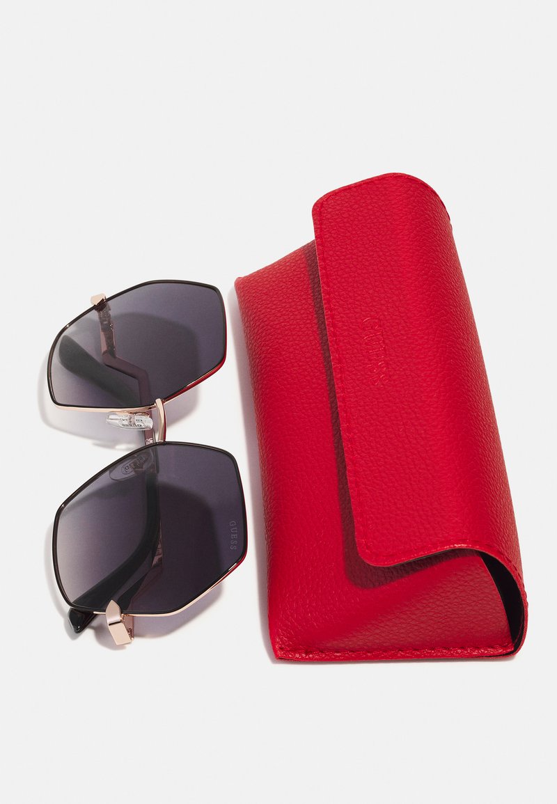 GUESS Hexagonal Black Sunglasses with Case Guess GU7843 28B Rose Gold Black Glossy Cat Eye Metal  main image 4