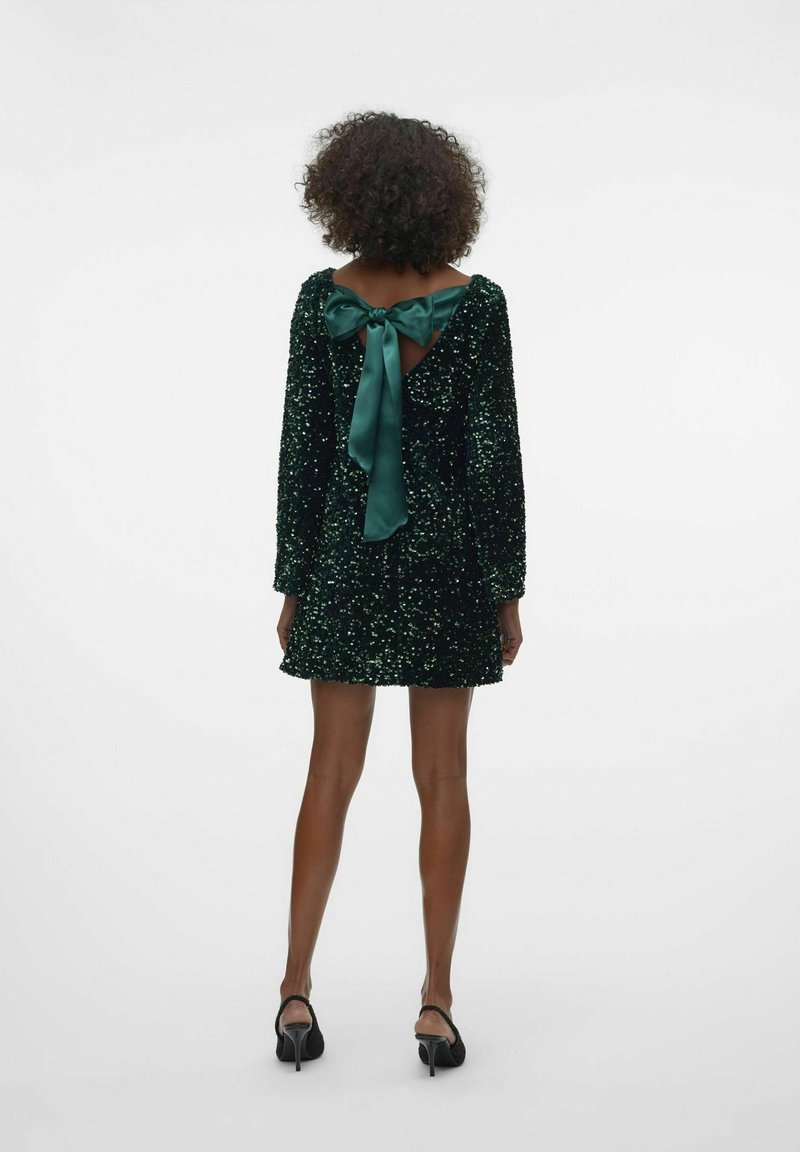 Vero Moda VMLAILA LS SEQUIN BOW EXP - Cocktail dress / Party dress - rain  forest/dark green - Zalando.co.uk