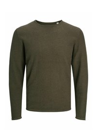 MIT RUNDHALS - Strickpullover - olive night