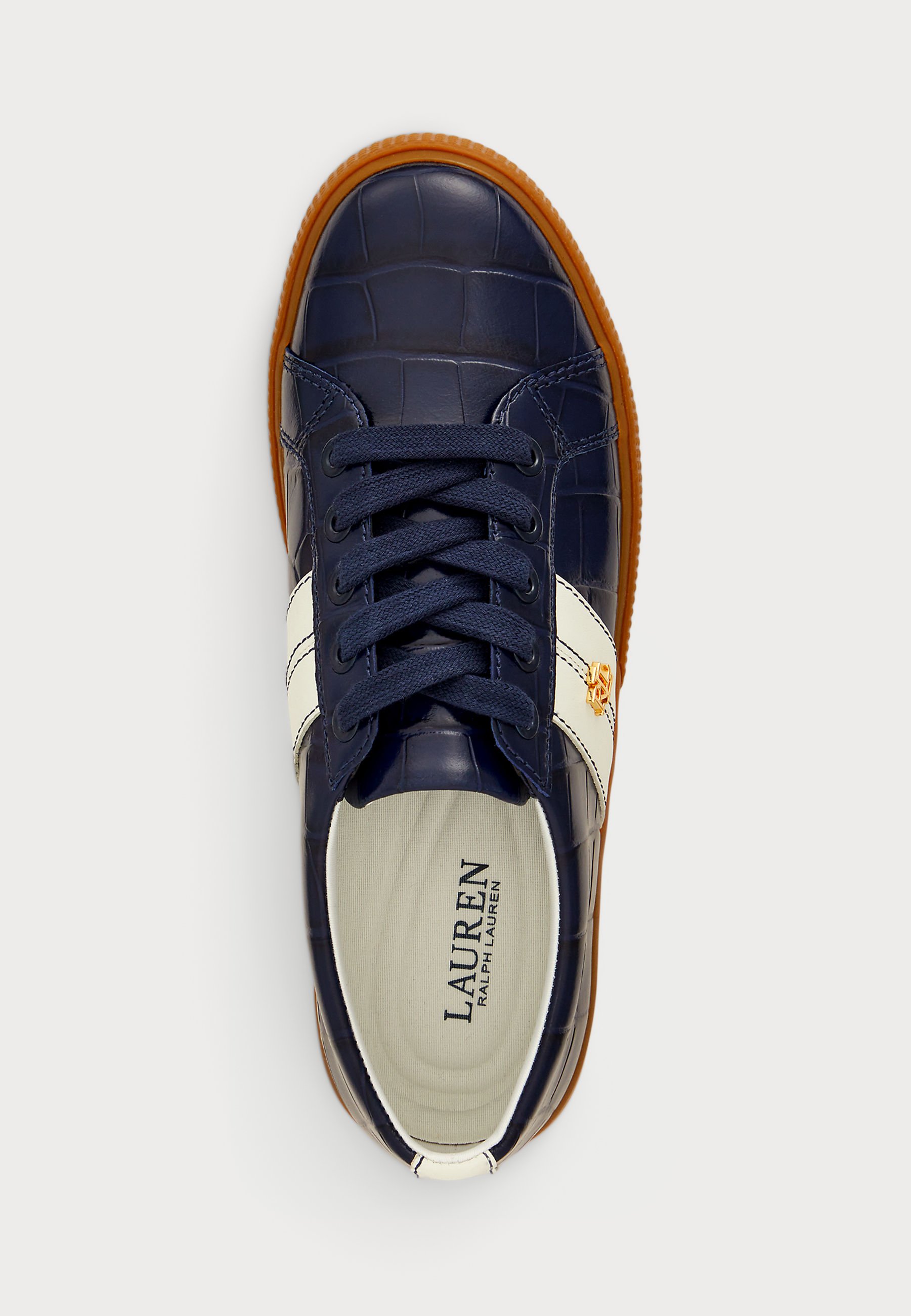 Lauren Ralph Lauren JANSON II CROC-EMBOSSED LEATHER SNEAKER