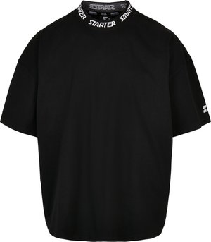 Sort oversized t-shirt lavet af bomuld, med en ribbestrikket krave med "STARTER" logo, korte ærmer og en lige skæring.
