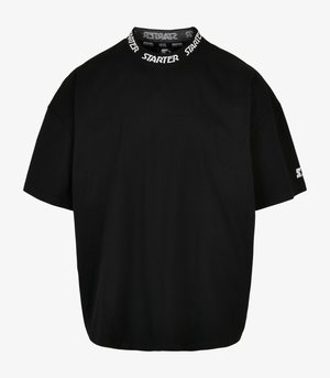 Sort oversized t-shirt lavet af bomuld, med en ribbestrikket krave med "STARTER" logo, korte ærmer og en lige skæring.
