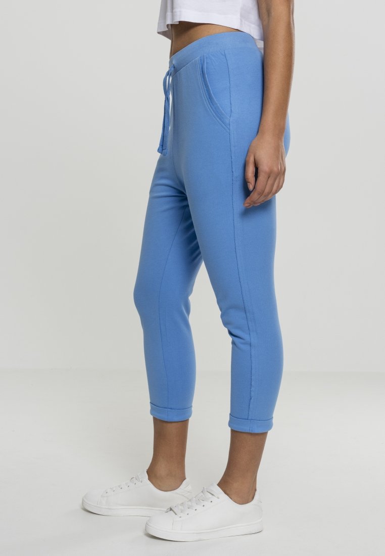 Urban Classics LADIES OPEN EDGE TERRY TURN UP PANTS - Tréningruha alsók - horizonblue