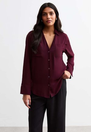 LONG SLEEVE - Button-down blouse - burgundy