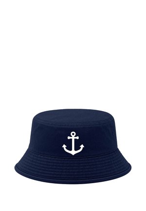 Navy blue bucket hat with a white anchor symbol centered on the front.