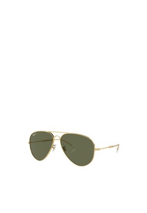 Occhiali da sole aviator in metallo dorato con lenti verde scuro, dotati di un design a doppio ponte e cuscinetti nasali in silicone per il massimo comfort.