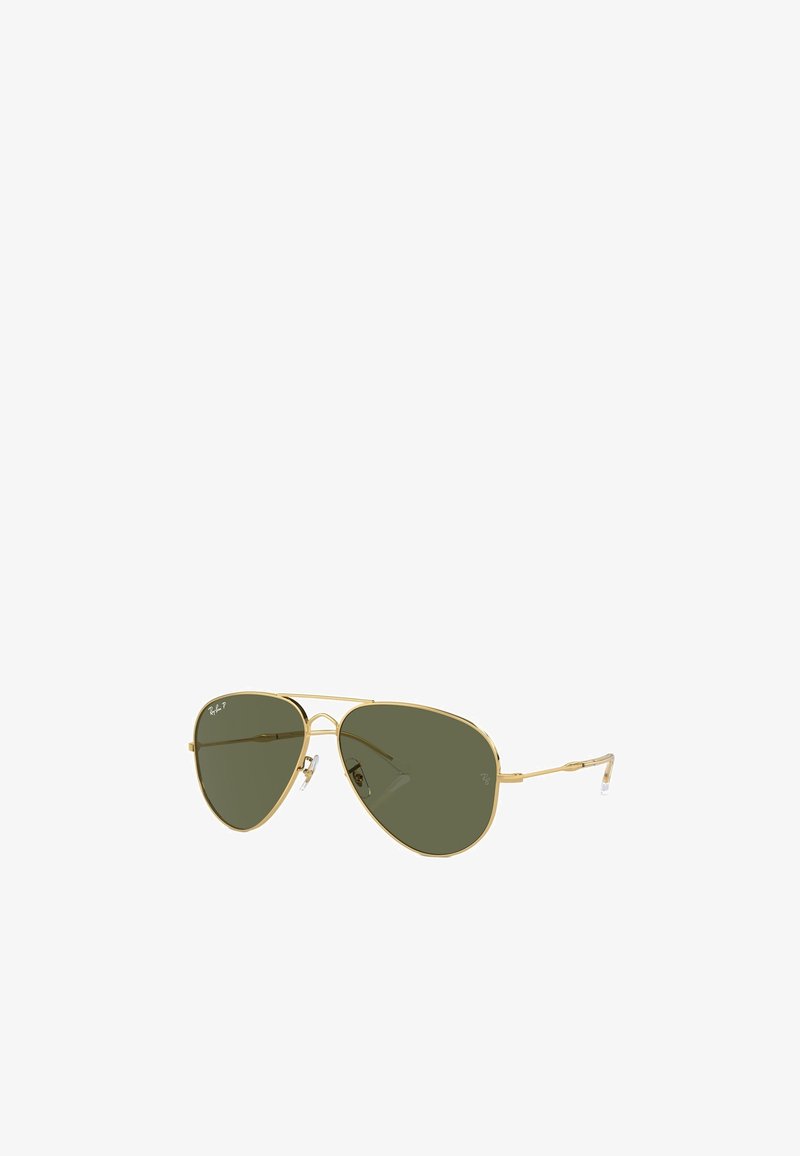 Occhiali da sole aviator in metallo dorato con lenti verde scuro, dotati di un design a doppio ponte e cuscinetti nasali in silicone per il massimo comfort.