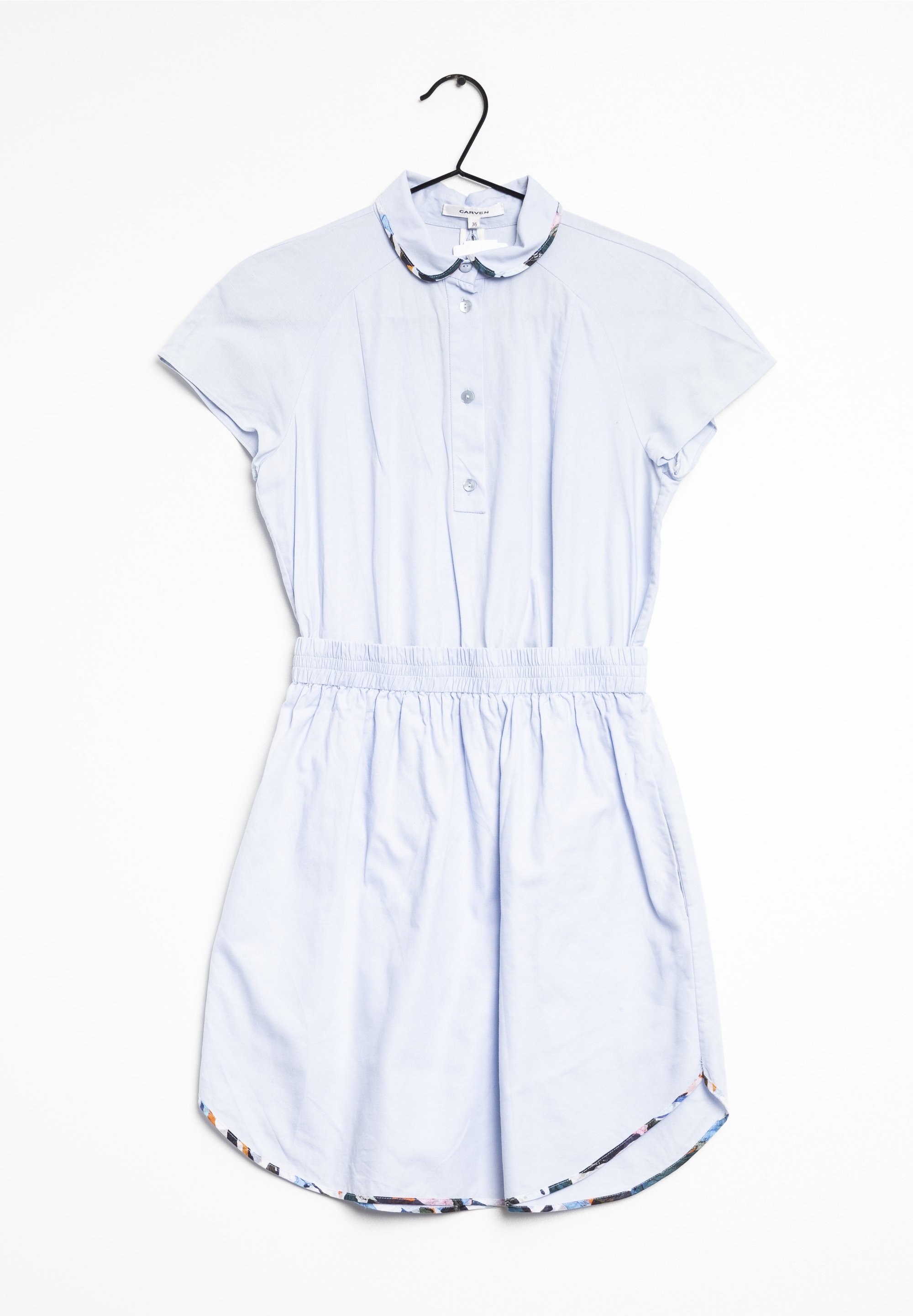 carven shirt dress Carven Printed Shirt Dress Womens 42 Small Blue Orange Sleeveless Fit & Flare