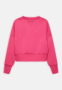 Rosa kortärmad sweatshirt med långa ärmar, tillverkad av mjukt material. Har ribbade mudd och nederkant. Karl Lagerfeld-logotyp tryckt på baksidan.
