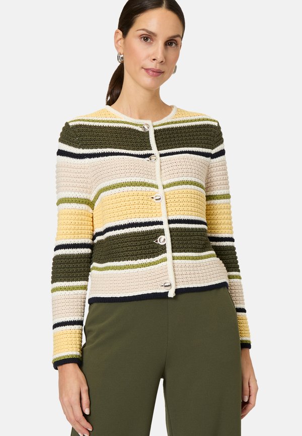 GESTREIFT KNOPFLEISTE - Strickjacke - patch khakicream