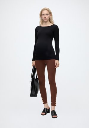 Anna Field MAMA by Zalando, 2 PACK - Κολάν - Παντελόνια - black/shaved chocolate