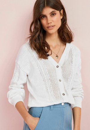 STITCH DETAIL HOODED - Chaqueta de punto - white