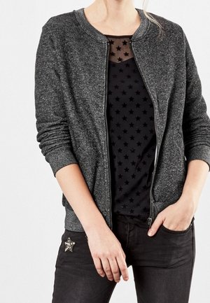 Felpa con zip - mottled black
