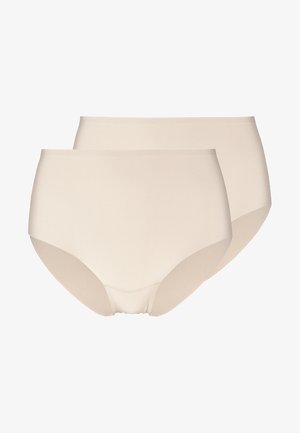 Beige, magasan szabott alsónemű, sima, rugalmas anyagból készült. Zökkenőmentes élekkel és klasszikus dizájnnal rendelkezik, amely tökéletes a hétköznapi viselethez.