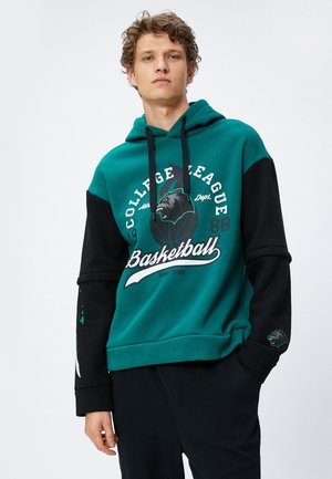 COLLEGE PRINTED LONG SLEEVE - Jersey con capucha - green