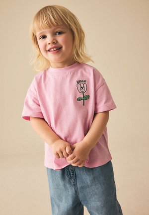 Next, REGULAR FIT - SHORT SLEEVE EMBROIDERED - Tričko s potlačou - pink flower