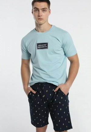 KURZER ARMEL DETALLE FLOCK KOMPFORT - T-Shirt print - blau