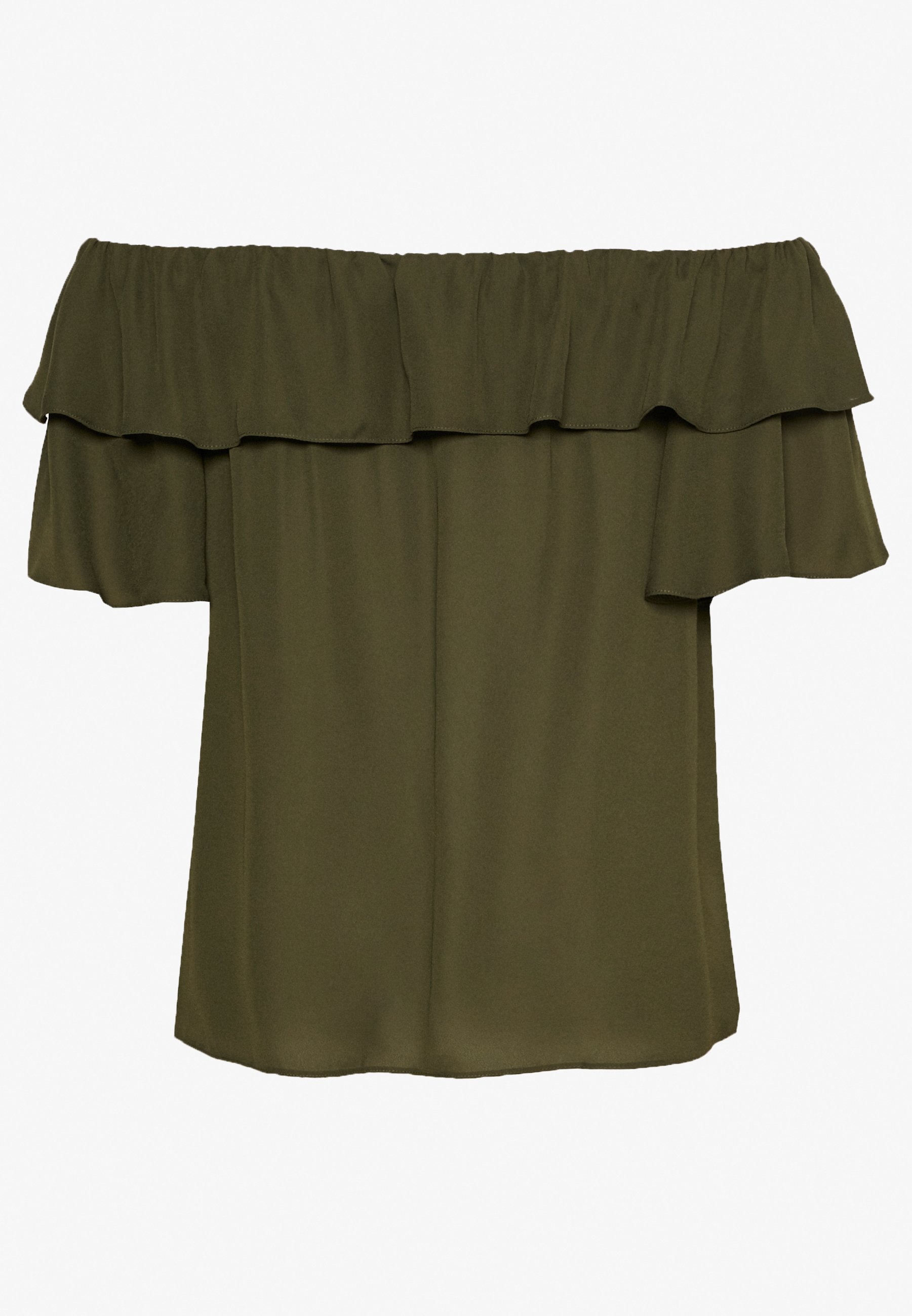 Dorothy Perkins Curve DOUBLE RUFFLE BARDOT Bluser khaki Dorothy Perkins Curve DOUBLE RUFFLE BARDOT - Bluser - khaki