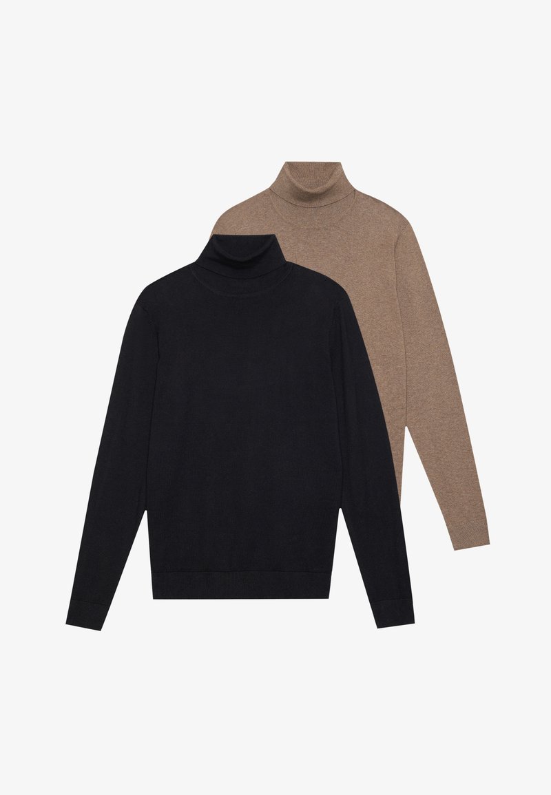 Pier One PACK Strickpullover black/mottled brown/schwarz