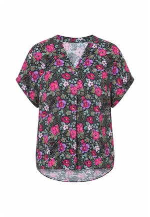 Studio Untold, BLUSENSHIRT, OVERSIZED, FLOWERS - Blouse - black