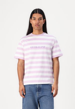 STRIPED - T-shirt print - lilla/white
