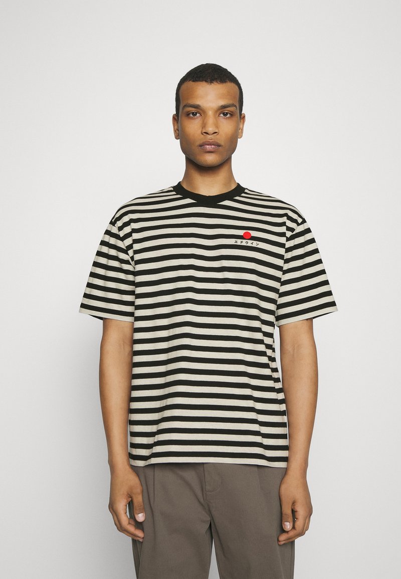 Edwin BASIC STRIPE UNISEX TShirt print black/white/schwarz