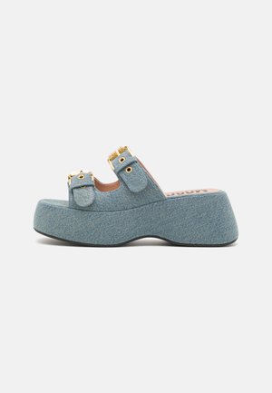 MULTIBUCKLES  - Heeled mules - blu