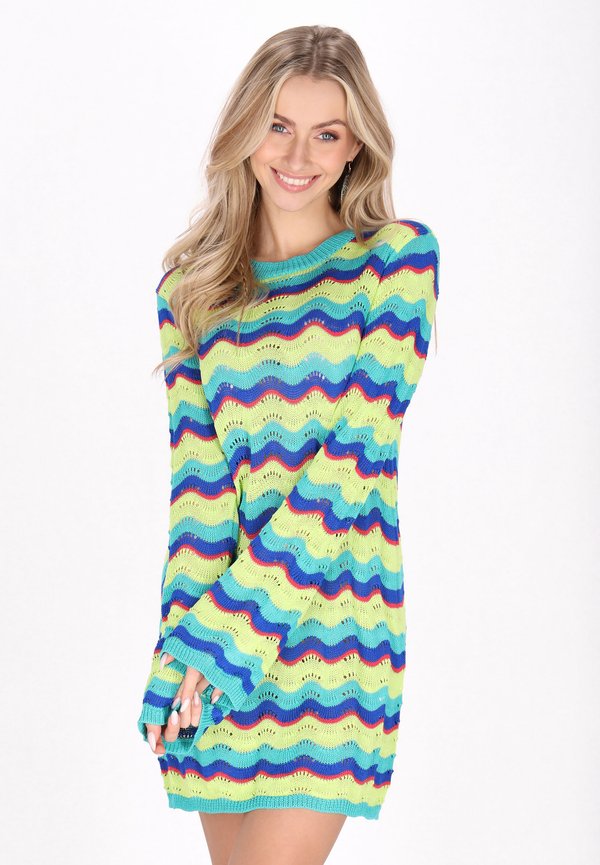 Strickkleid - aqua multicolor