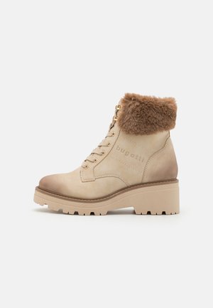 Μποτάκια με κορδόνια - beige/brown