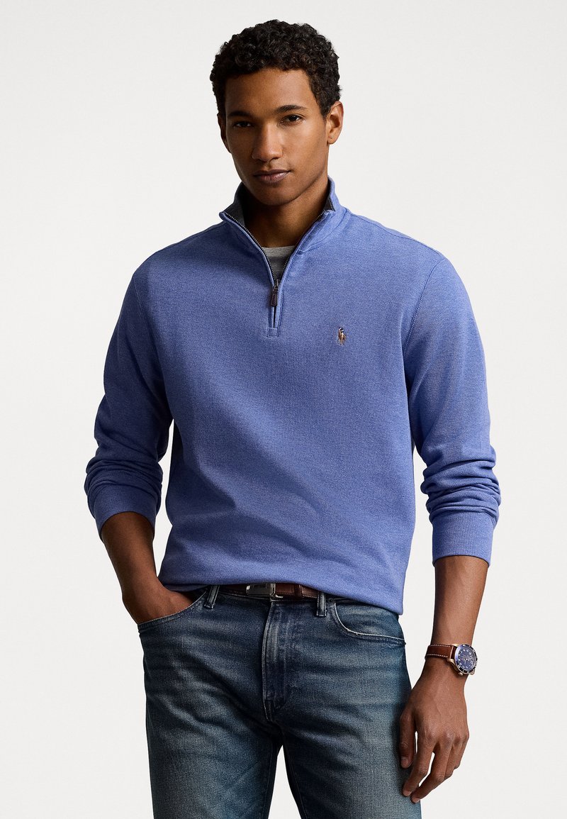 Polo Ralph Lauren - ESTATE-RIB QUARTER-ZIP PULLOVER - Striktrøje - faded royal heather/barclay, Forstør