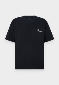 Tricou negru din bumbac, cu mâneci scurte, gât rotund și un mic logo alb "Premium" brodat în zona superioară stângă a pieptului.