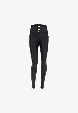 Freddy PUSH UP SKINNY VITA ALTA BOTTONI - Leggings - nero
