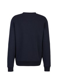Marineblauer Sweatshirt aus weichem Material, mit langen Ärmeln, Rundhalsausschnitt und gerippten Bündchen und Saum. Keine sichtbaren Logos oder Muster.