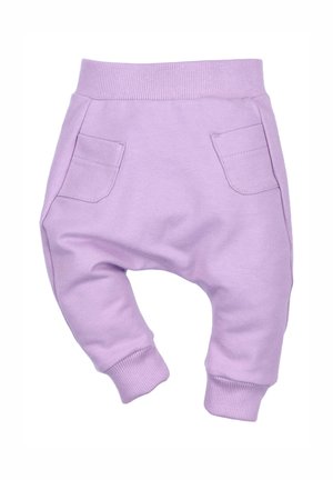 Lichtpaarse sweatpants gemaakt van zacht materiaal, met een geribbeld elastiek, twee zijzakken en elastische boorden bij de enkels.