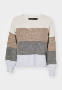 VMDESMA V NECK - Džemperis - birch/silver mink/medium grey melange/light grey melange