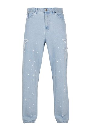 Karl Kani OG BAGGY FIVE POCKET PAINTSPLATTER BLEACHED - Bő szárú farmerek - blue white