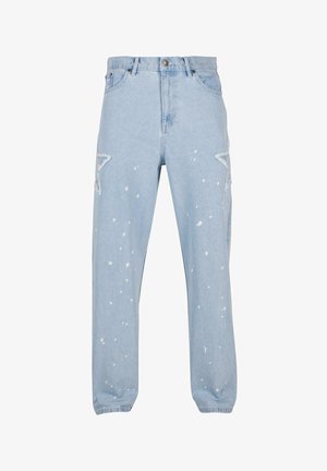 OG BAGGY FIVE POCKET PAINTSPLATTER BLEACHED - Platėjantys džinsai - blue white