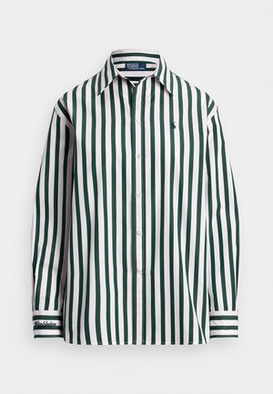 Polo Ralph Lauren WIMBLEDON OVERSIZE FIT STRIPED COTTON SHIRT - Hemdbluse - moss agate/ceramic white