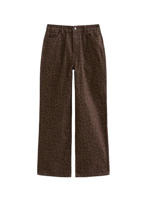 New Look, LEOPARD PRINT WIDE LEG JEANS - Pernera ancha - brown pattern