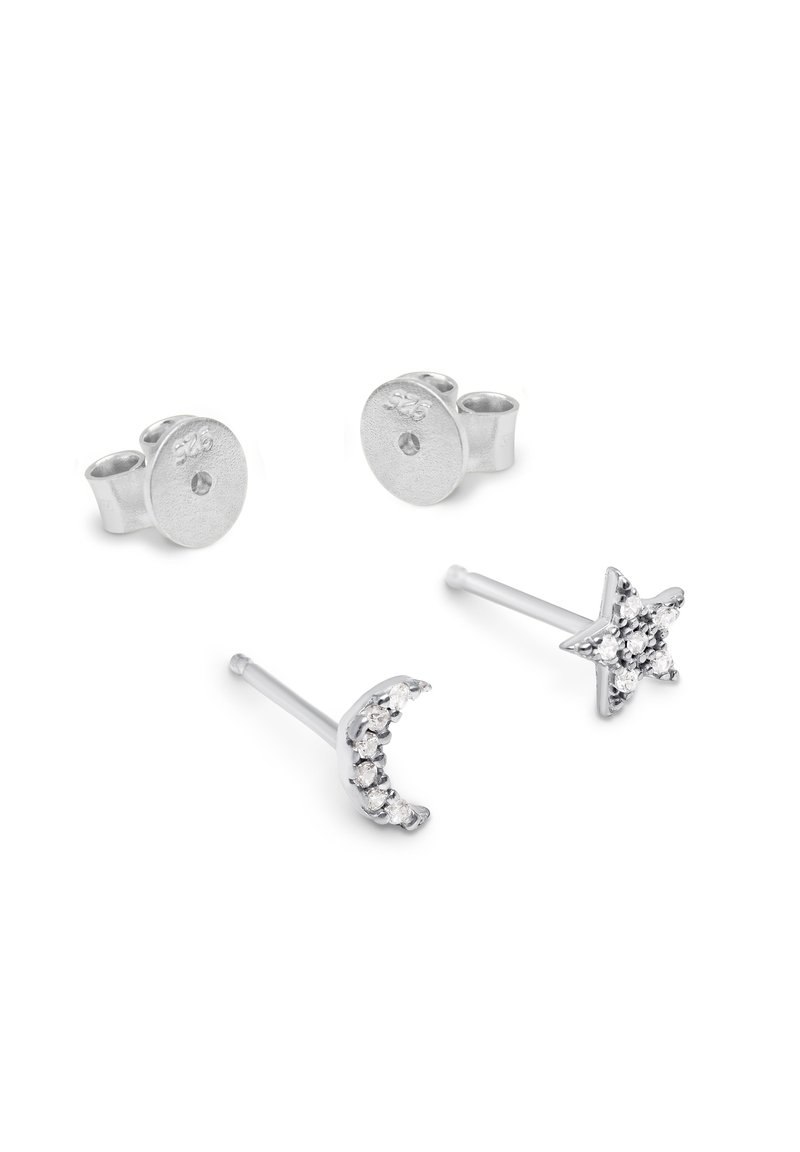Boucles D'Oreilles Lune Et Étoile En Argent 925 – Hypoallergénique, Avec Perle, Taille 12x13mm | Bijou Élégant Pour Femme, Cadeau