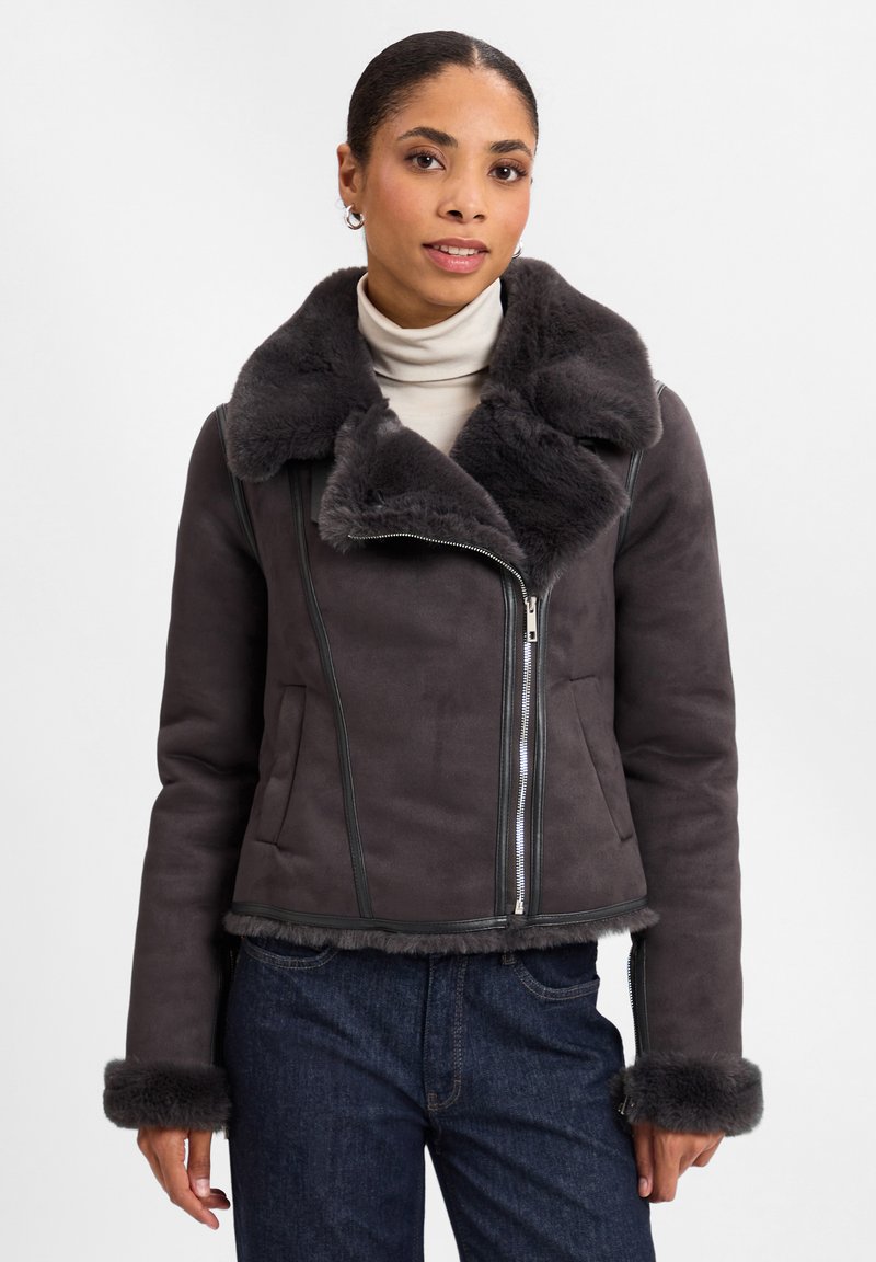 Marie Lund Kunstlederjacke - anthrazit