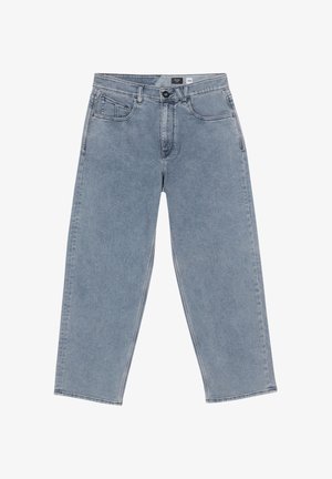 Light blue denim wide-leg jeans with a button fastening, five pockets, and straight-cut legs. Soft texture, minimal fading, and clean stitching.