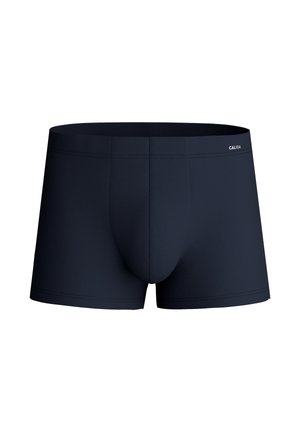 Navyblauwe boxershorts van gladde stof, met een fitted vorm, elastische tailleband en subtiele stikdetails.
