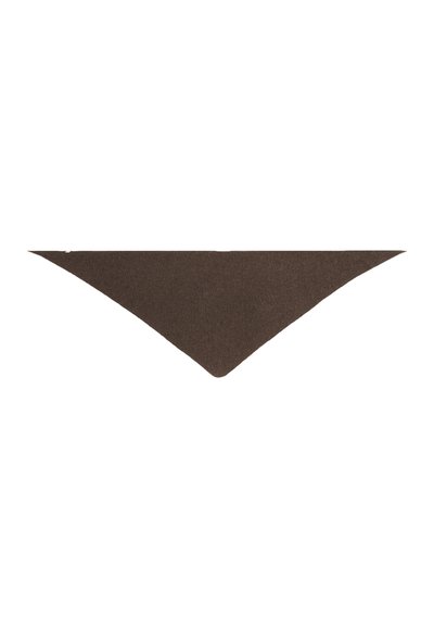Brauner dreieckiger Schal aus weichem Stoff, mit glatter Textur und spitz zulaufenden Kanten, ohne sichtbare Muster oder Hardwaredetails.
